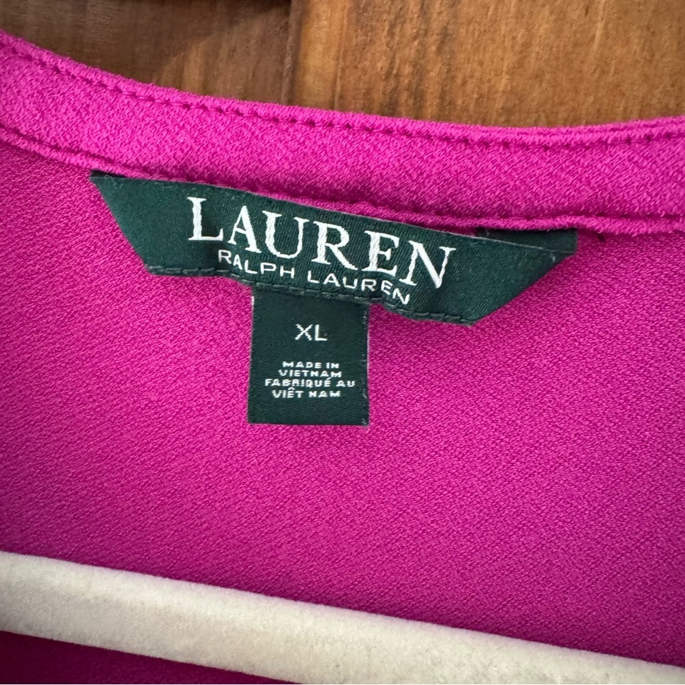 Ralph Lauren Green Label Tunic Top Women’s XL Dark Pink Buttons Blouse - Picture 2 of 5